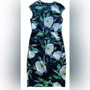 Y2K Floral Black Dress bodycon back zipper Size S/M EUC